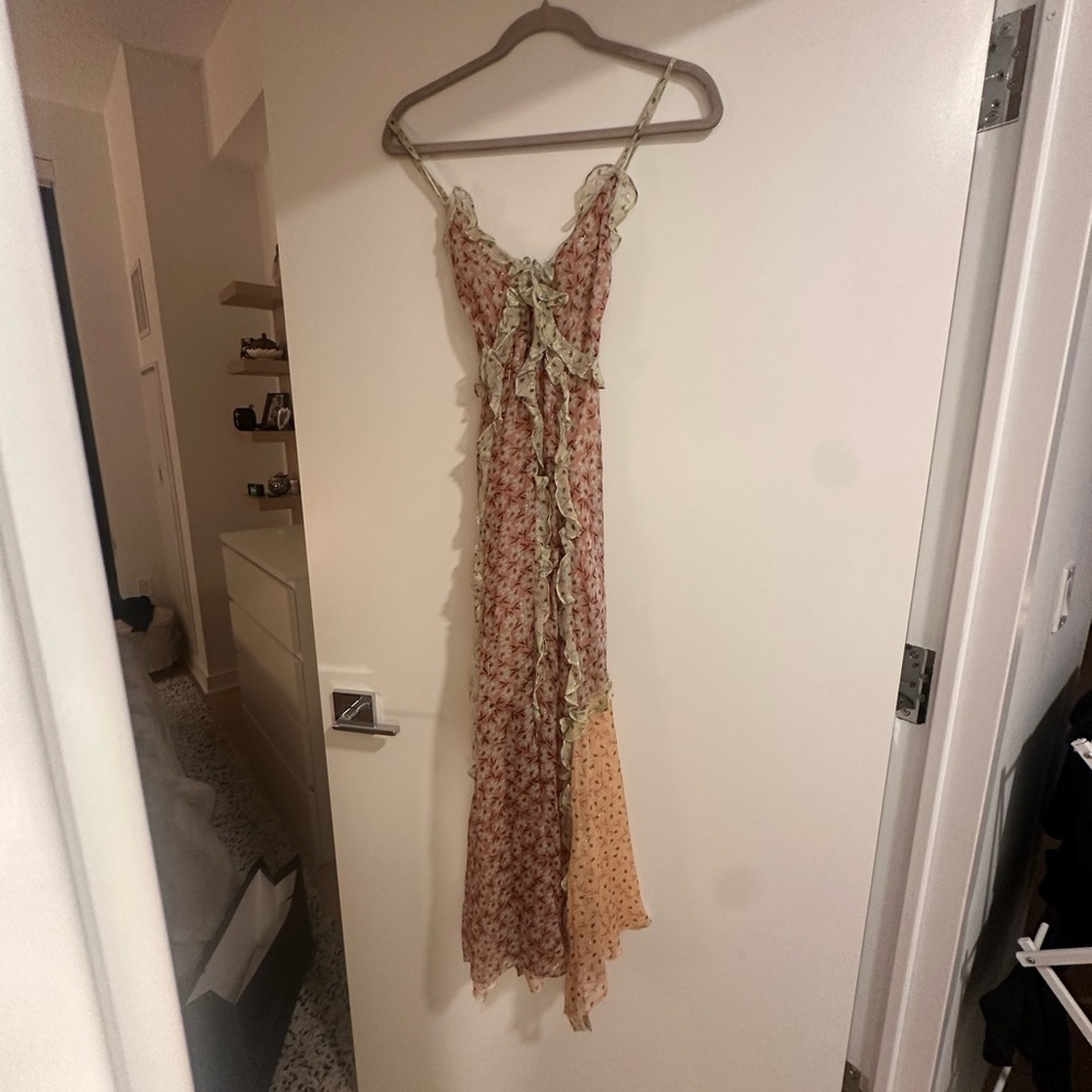 Rebecca Taylor Floral Maxi Dress - Pink and Green